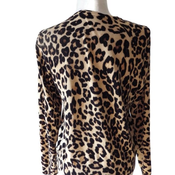 Cheetah Print Cotton Knit Sweater/ Cardigan/ Size MEDIUM - Picture 3 of 3